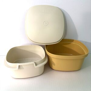 Tupperware Harvest Gold Steam N Store Steamer Vintage 889-14, 887-13, 888-15